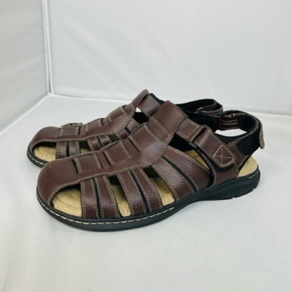 Men's Dockers Dark Brown Leather Sandals Size 13 Excellent -worn one time - Picture 1 of 7